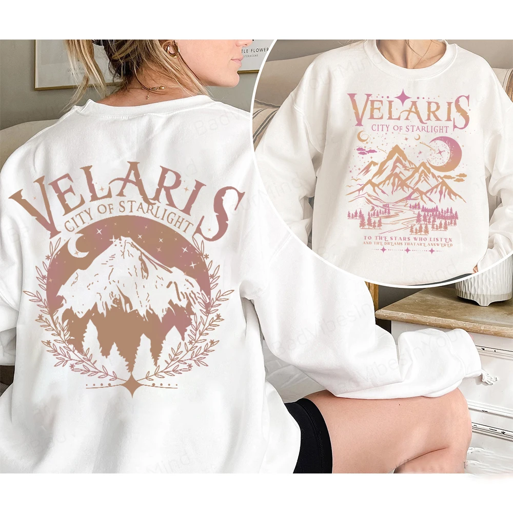 ACOTAR Velaris Print Unisex Comfort Sweatshirt Sarah J Maas Book Boyfriend Book Gift Fleece Crewneck Y2K Sweatshirt Streetwear