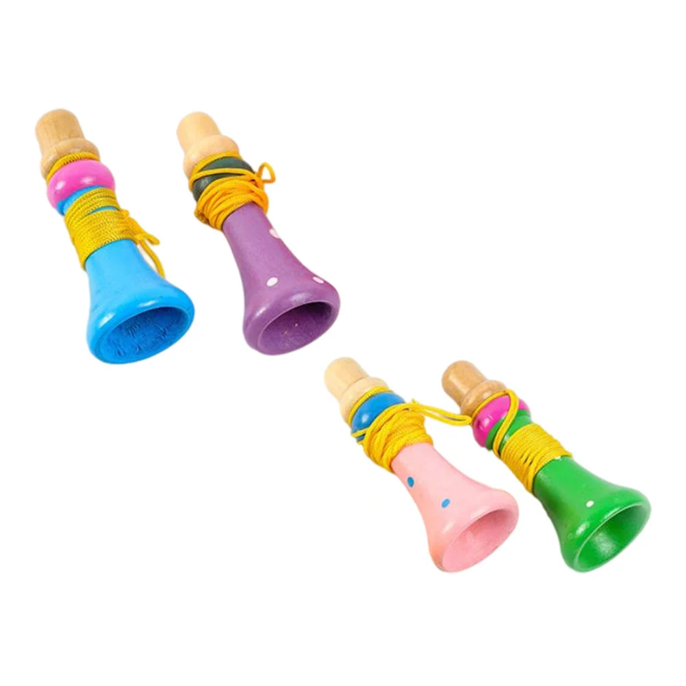 4 Pcs Wooden Trumpet Children's Trumpets Stage Performance Props Model Musical Models Instrument Toys
