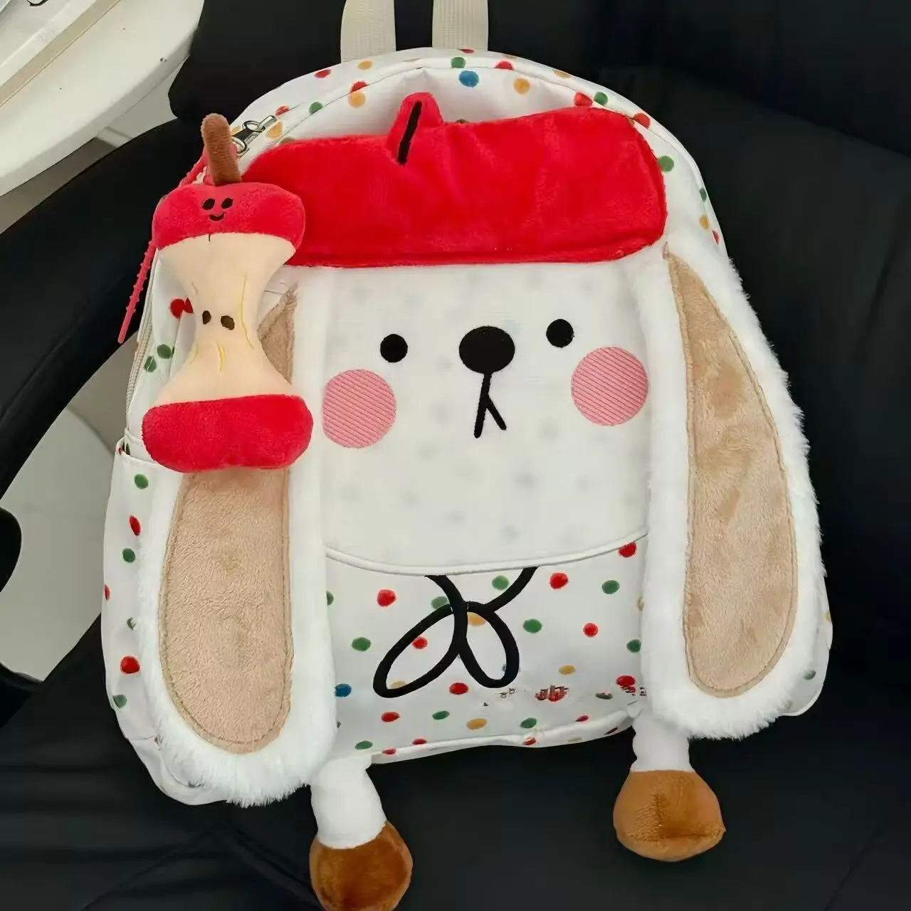 

Japanese-style Cartoon Cute Rabbit Big Ears Cute Polka Dot Backpack Student Children's Schoolbag Large Capacity Storage Bag