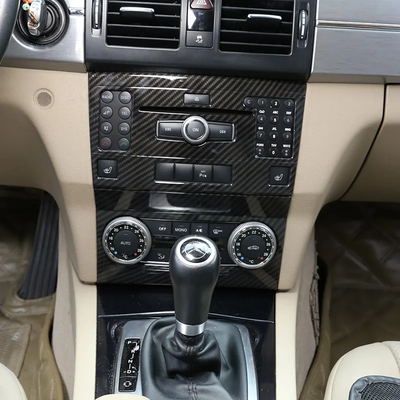 لمرسيدس بنز GLK X204 2008-2015 ABS ألياف الكربون سيارة مركز وحدة التحكم لوحة مزخرفة ملصق اكسسوارات السيارات الداخلية #5