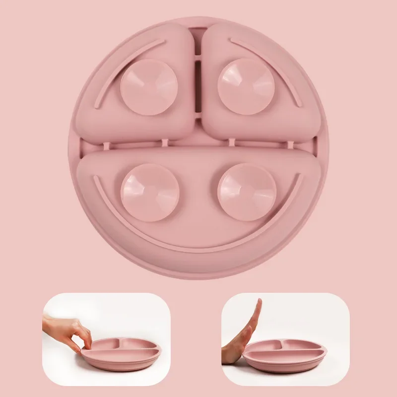 

Baby Safe Sucker Silicone Dining Plate Solid Cute Cartoon Children Dishes Suction Toddle Training Tableware Kids Feeding Bowls