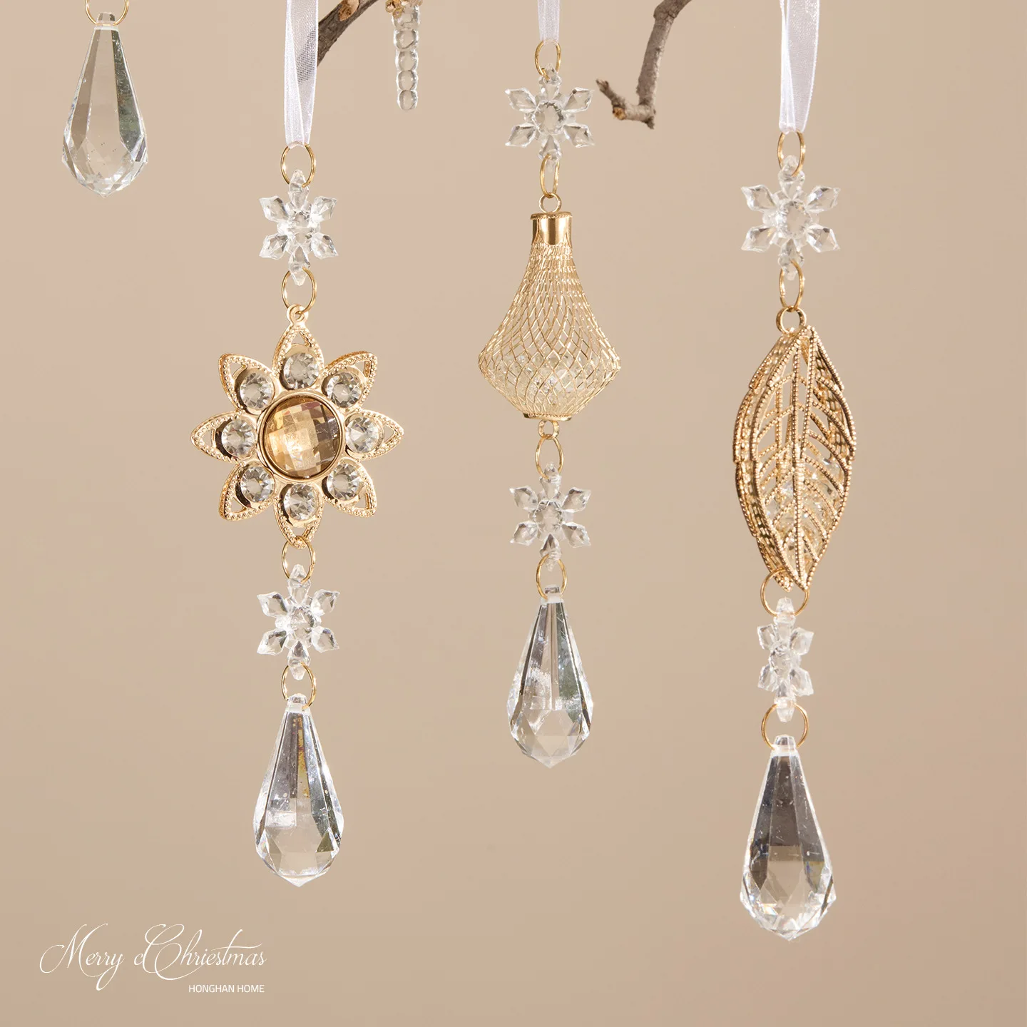 

New 1Pcs Christmas Decorations Hanging Metal Transparent Acrylic Hanging Strings Christmas Tree Dress Up Hanging Pendants