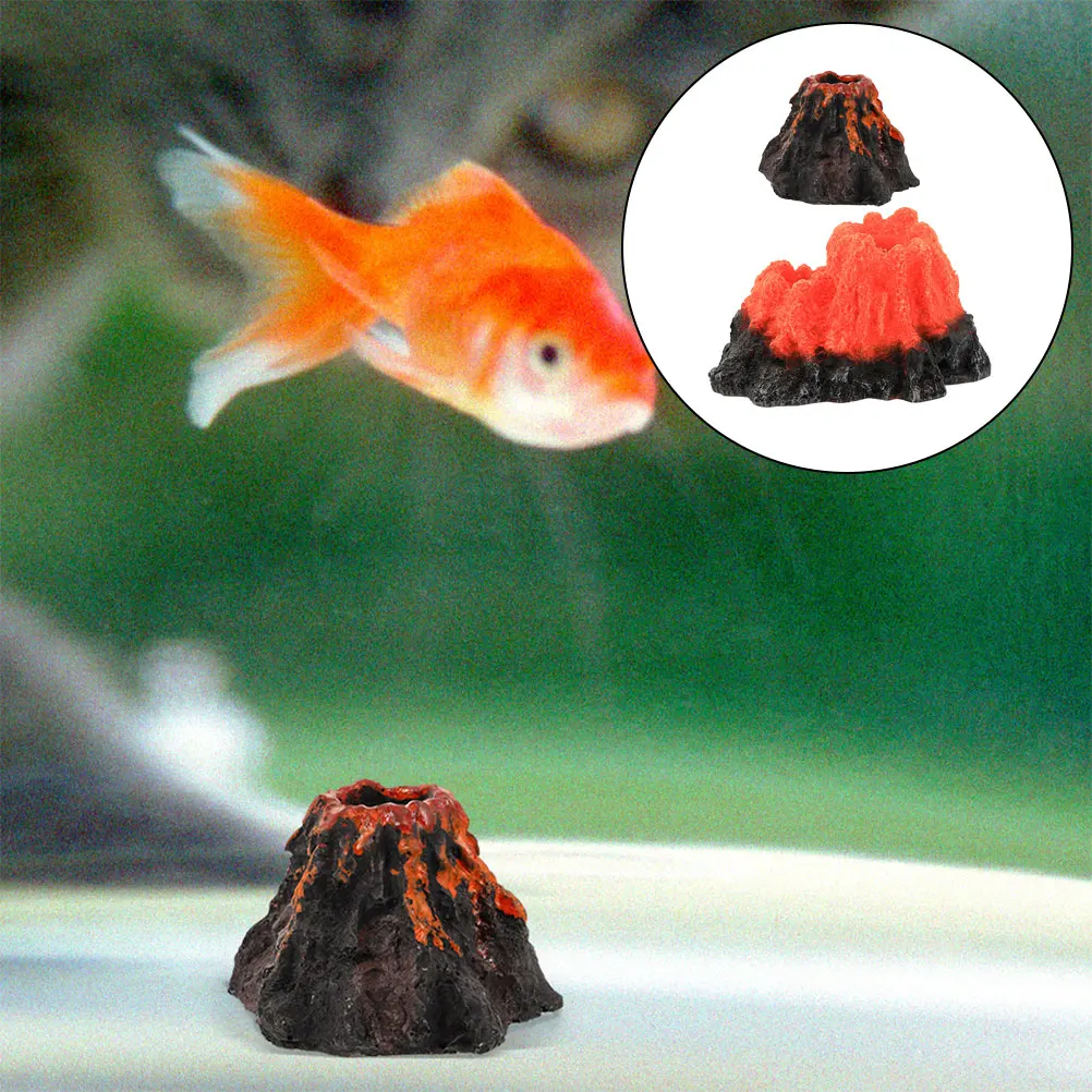 

2pcs Resin Statue Decor Aquarium Ornament Decoration Simulated Volcano Fish Tank Landscaping Aquarium Volcano Resin Decoration