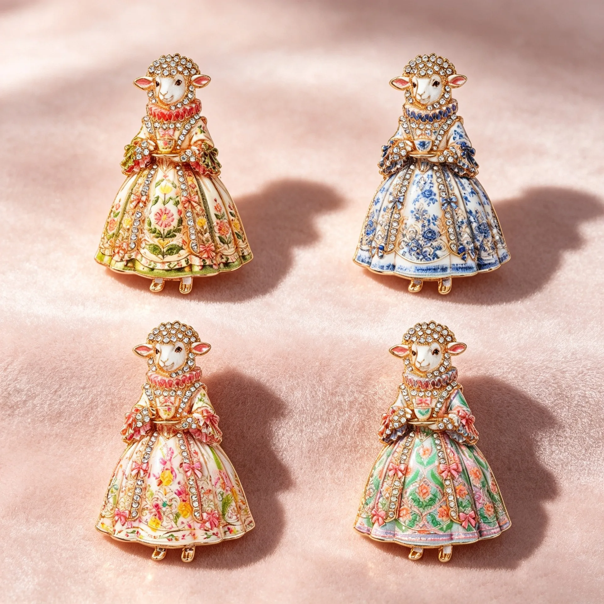 Beautiful Sheep Lady Brooches For Women Unisex 4-color Elegant Rhinestone Ancient Dress Goat Party Brooch Pin Gifts