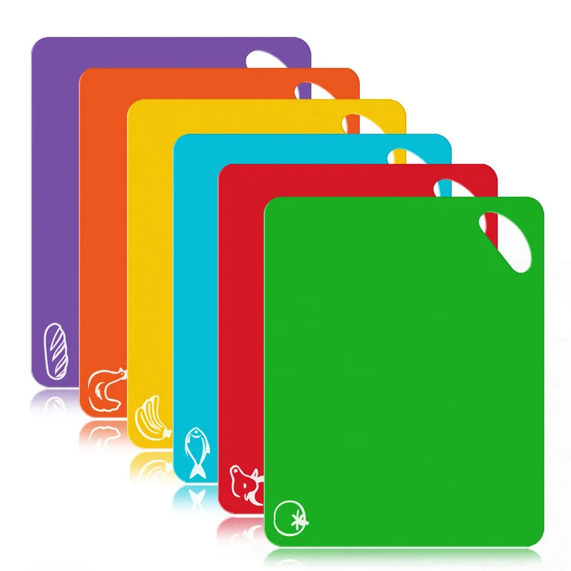 Plastik mutfak kesme tahtası Mat seti kaymaz kesme tahtası bulaşık makinesi güvenli 6 renkli mutfak malzemeleri için 6 adet/takım WJ51910