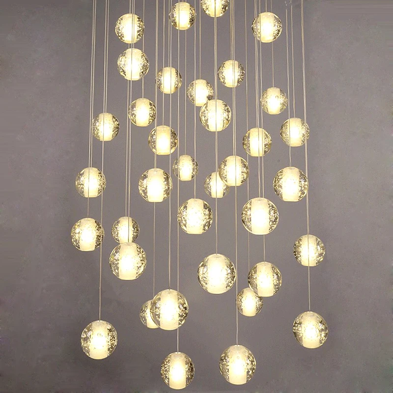 

Modern LED Chandelier G4 Crystal Ball Lamp Staircase Living Room Decoration Kitchen Bedroom Suspension Pendant Hanging Lights