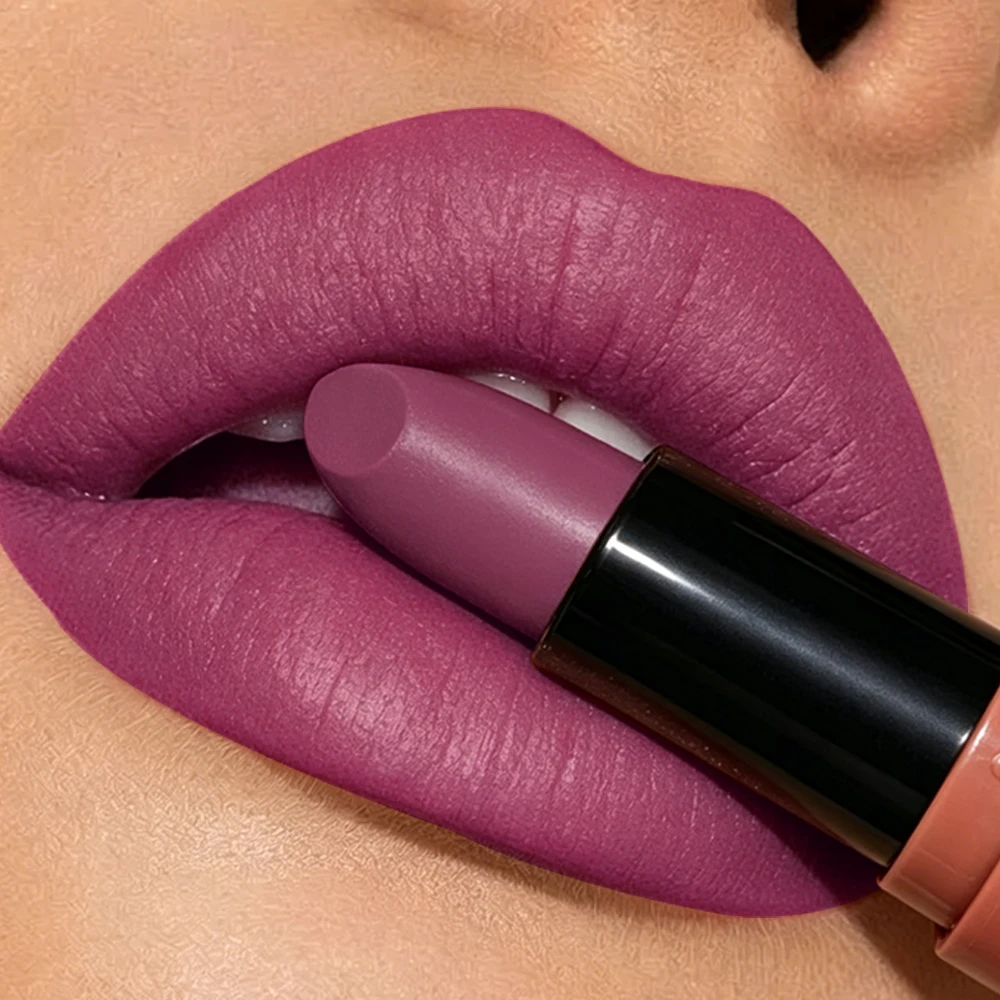 JUJU DREAM 9454 Heart Signal Matte Lipstick Mauve Purple Velvet Smooth Waterproof Long Lasting Lightweight Lip Makeup