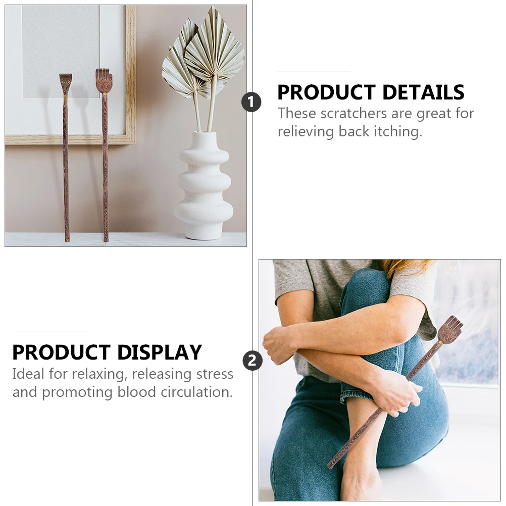 

3pcs Wooden Back Scratcher Claw Stick Itch Relief Tool Massager For Stress Relief Blood Circulation Body Scratch Long Handle