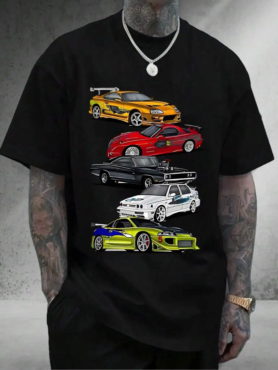 Men's Short-Sleeve T-Shirt, Men's Short-SleeveT |  Classic Car Pattern |  Automotive Print |  Casual Versatile Style |  Premium Birthday Gift For Men |  Ideal Gift Pick