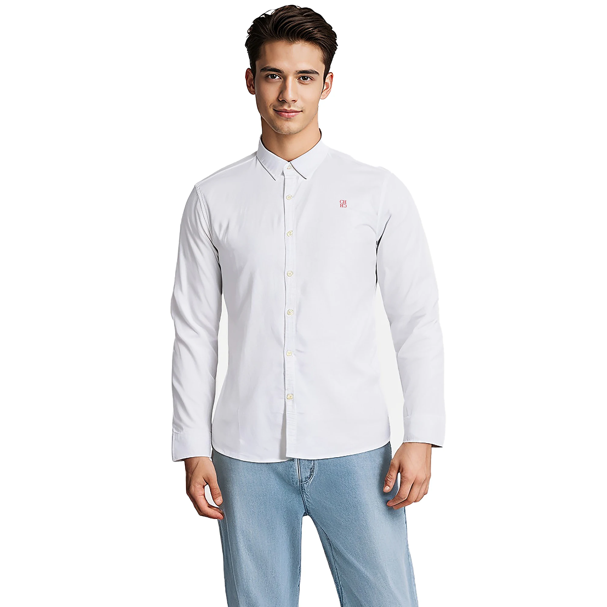 CHCH Men Shirt 100% Cotton Shirt Men Solid Color Long Sleeve High Quality Brand Shirt for Men Casual Men\'s Shirts