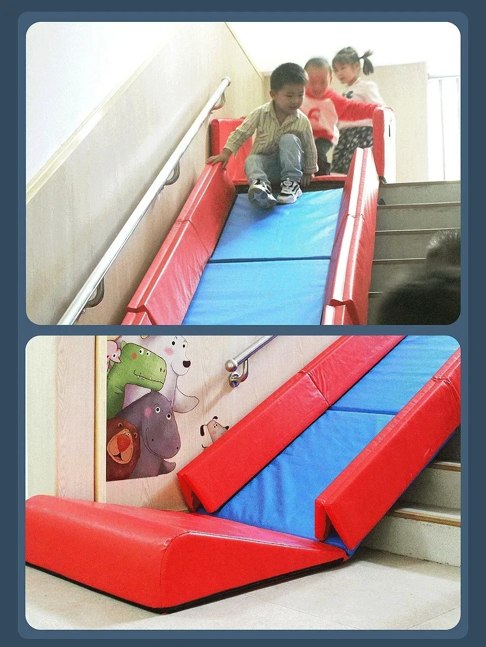 Customized Indoor Soft Bag Covered Folding Stair Slide Equipment for Kindergarten Commercial Kids Playground