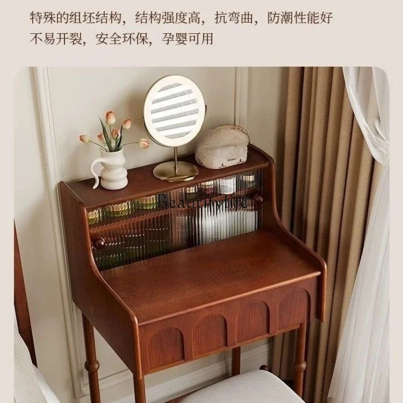 LJY * Tocador de estilo retro pequeño medieval francés tocador de madera maciza