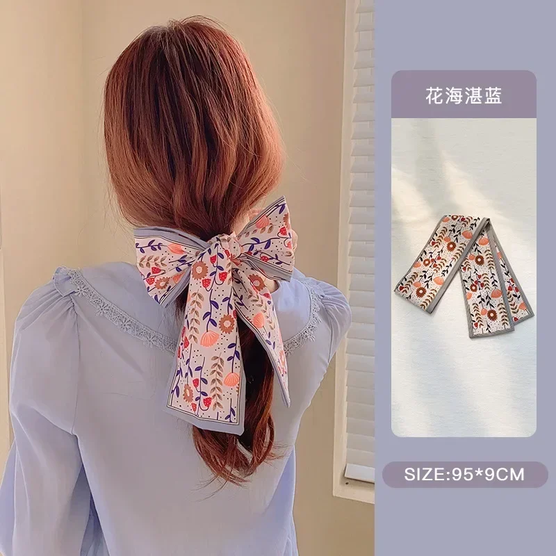 Girls Fashion Bow Headband New Versatile Belt Korean Thin Scarf Headband Super Immortal Ribbon Women\'s Hair Accessories