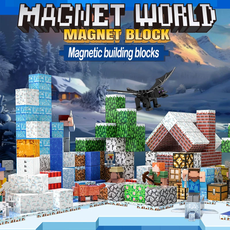 

MC Theme Magnetic Building Blocks Set My World 3D Pixel Bricks Creative STEM Educational Toys for Kids Gifts for Boys and Girls