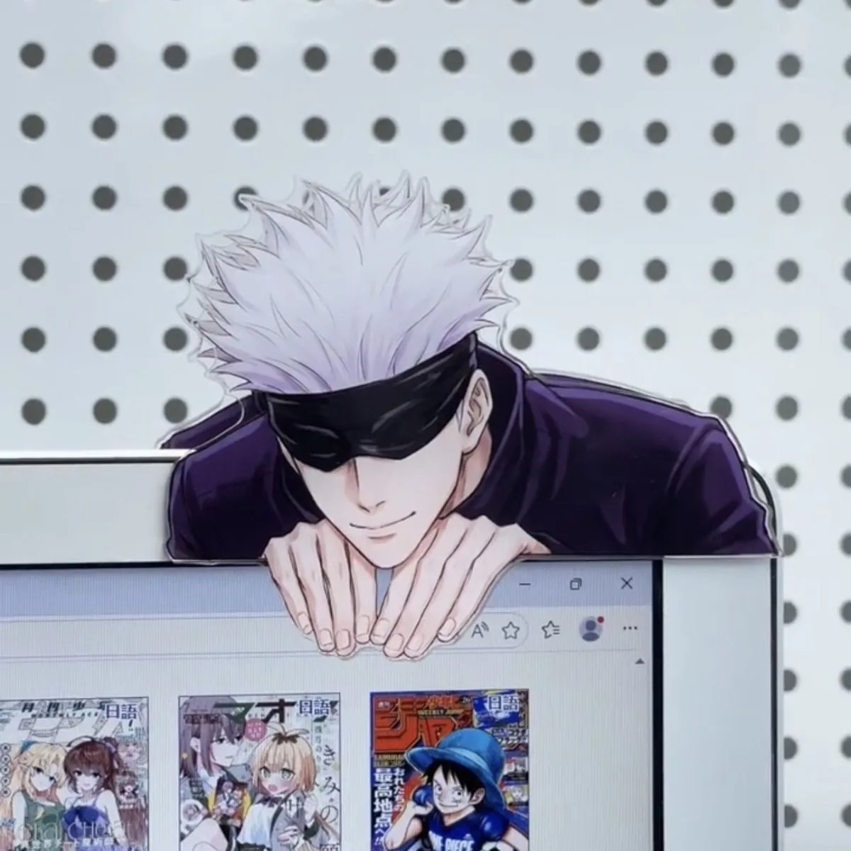 Clip en acrylique PP Jujutsu Kaisen Gojo Satoru, ornement de bureau anime, dossier de documents de dessin animé, figurine mignonne, cadeau pour les fans