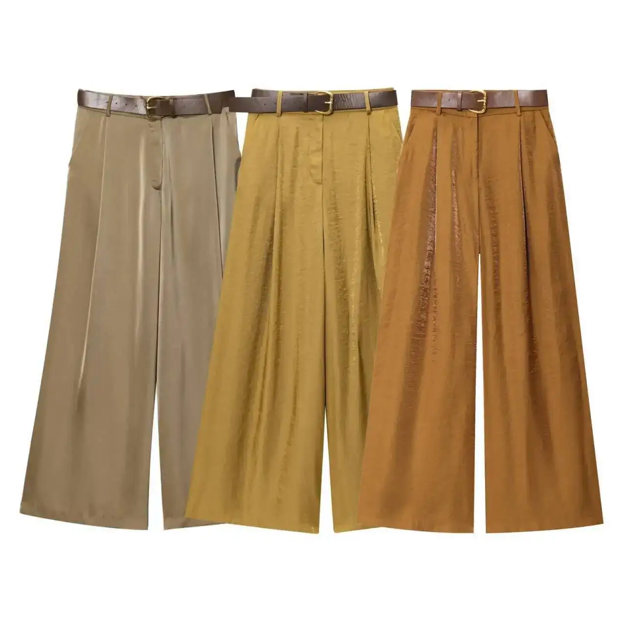 Silky Wide Pants Women's High Waist Loose Fit Dragged Ground Satinfeel Summer New Style Casual Straight Leg Trousers