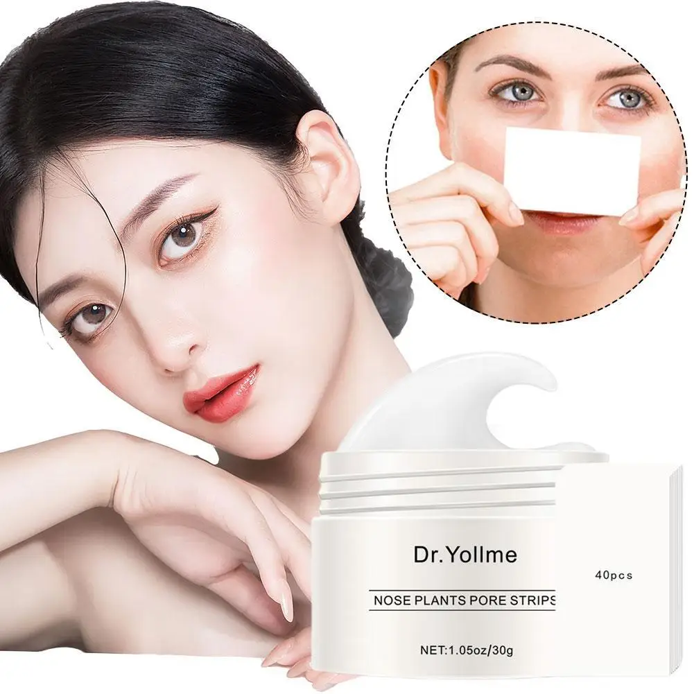 30g +40pcs nasal mask paper Blackhead Remover Cream Strips Nose Acne Cleansing Black Dots Peel Off Mud Mask Skin Care