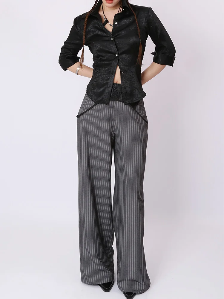 

DIDI DESIGN 2026 Spring Autumn New Sle Bla Vintage iny Bal Lace 7/8 Sve irt Women's Original Design UV Protec...