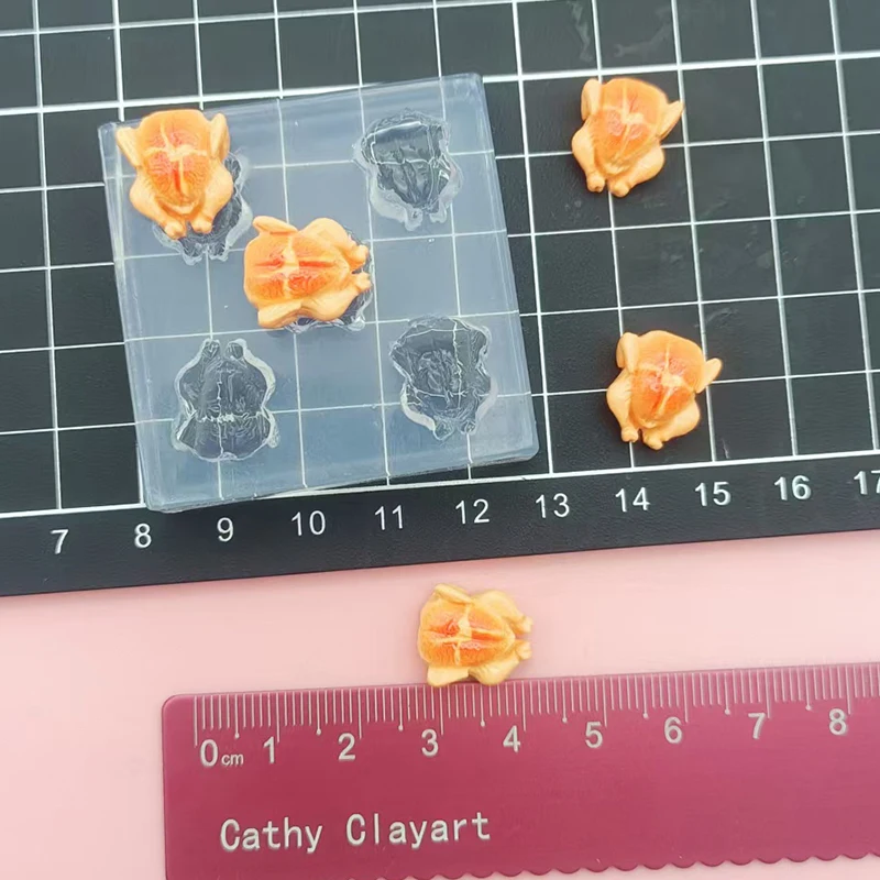 Mini Roast Chicken Silicone Mold Polymer Clay Doll House Food Toy Fasting Shaped DIY Molds