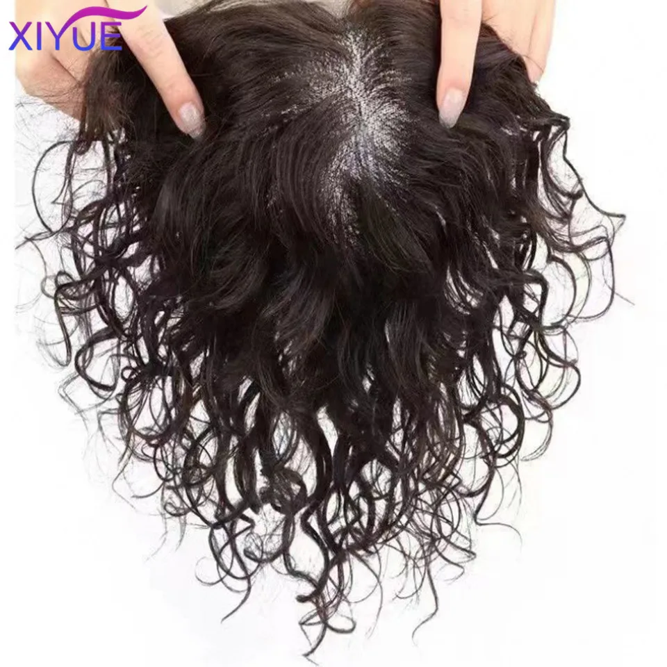 XIYUE Cabeça de Lã Top Remendo de Cabelo Encaracolado, Seam Split, Offline, Branco, Capa, 3-7