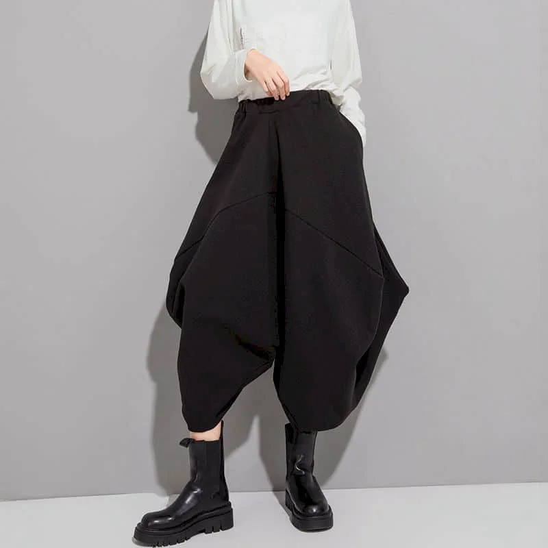 

Cotton Lantern Pants Women Vintage Harajuku Korean Fashion Trousers Women Clothing Loose Casual Elastic Waist Cropped Pants