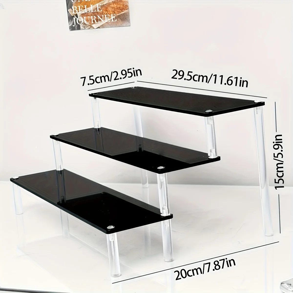 1pc multifunctioneel parfumstappendisplayrek - zwart/transparant acryl desktop organizer voor cosmetica en armbanden, ideaal voor