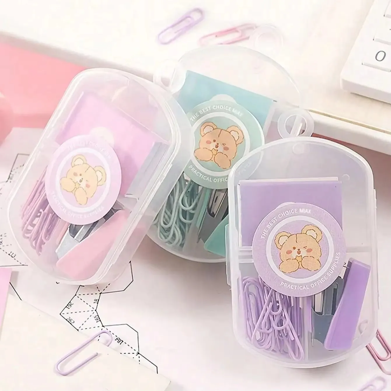 1PC Macaron Color Mini Stapler 3 Colors Optional Cute Portable Small Size Stationery Combination Suit for Office Supplies