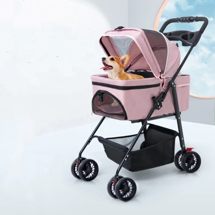 

Dog Pram Stroller Pet Strollers Pushchair Cat Dog Pram Stroller Detachable Carrier Trolley