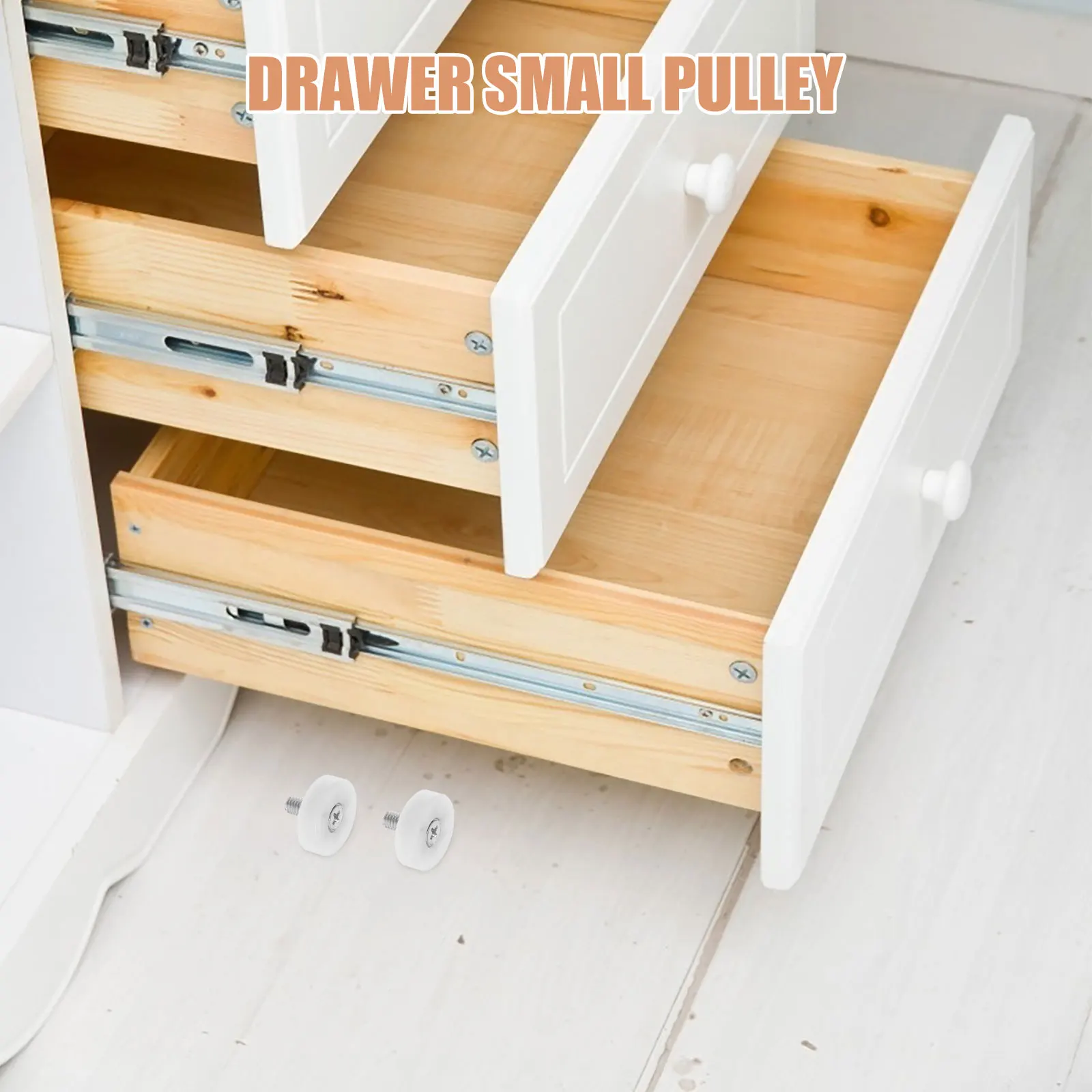 

10 Pcs Threaded White Plastic Coated Rollers Smooth Sliding Drawer Wheels Nylon Parts Furniture Hardware Small Bearings