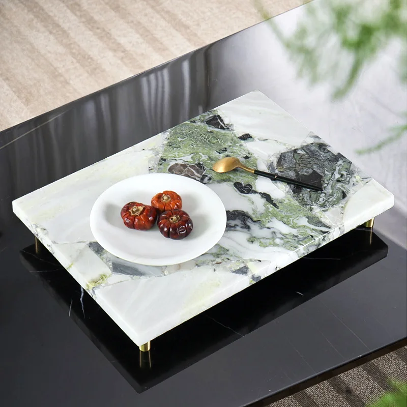Furniture showroom modern living room coffee table dining room cold jade marble rectangular storage tray ornaments 5