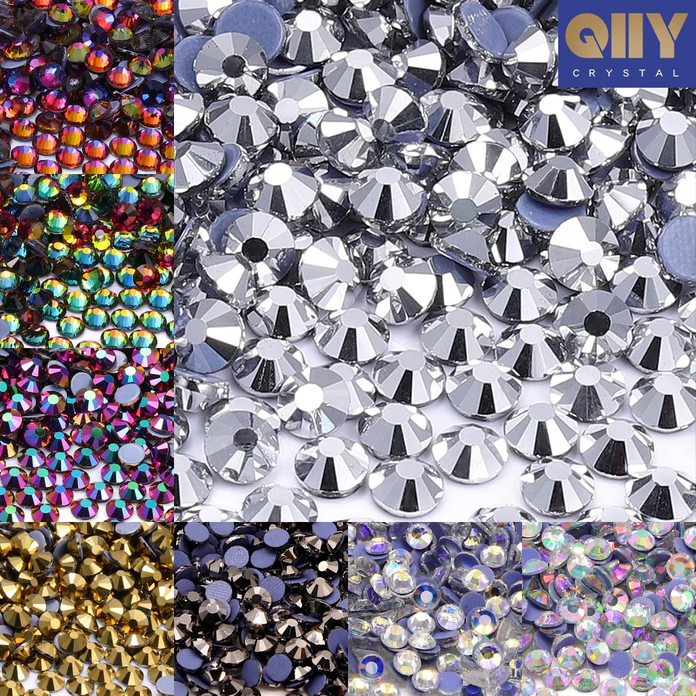 

QIIY SS6-SS30 Multi Colors Glass Crystal AB Rhinestones Hot-fix Flatback Iron On Stones For Clothes Decoration And DIY Nail Art