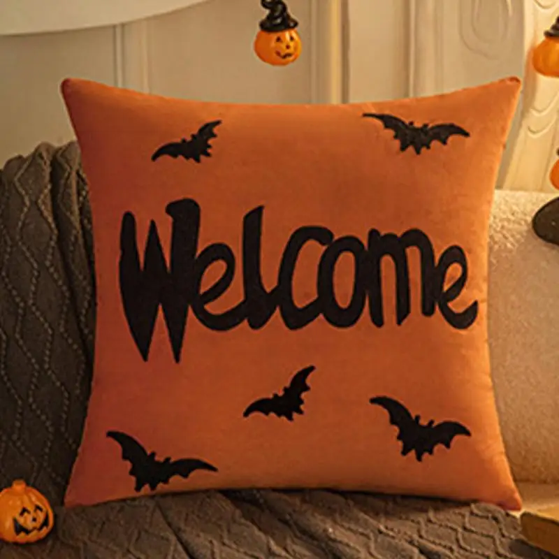 Fodere per cuscini per Halloween 4 pezzi federa per cuscino posteriore quadrata fodere per cuscini di Halloween fodera per cuscino festivo federa per cuscino gotica