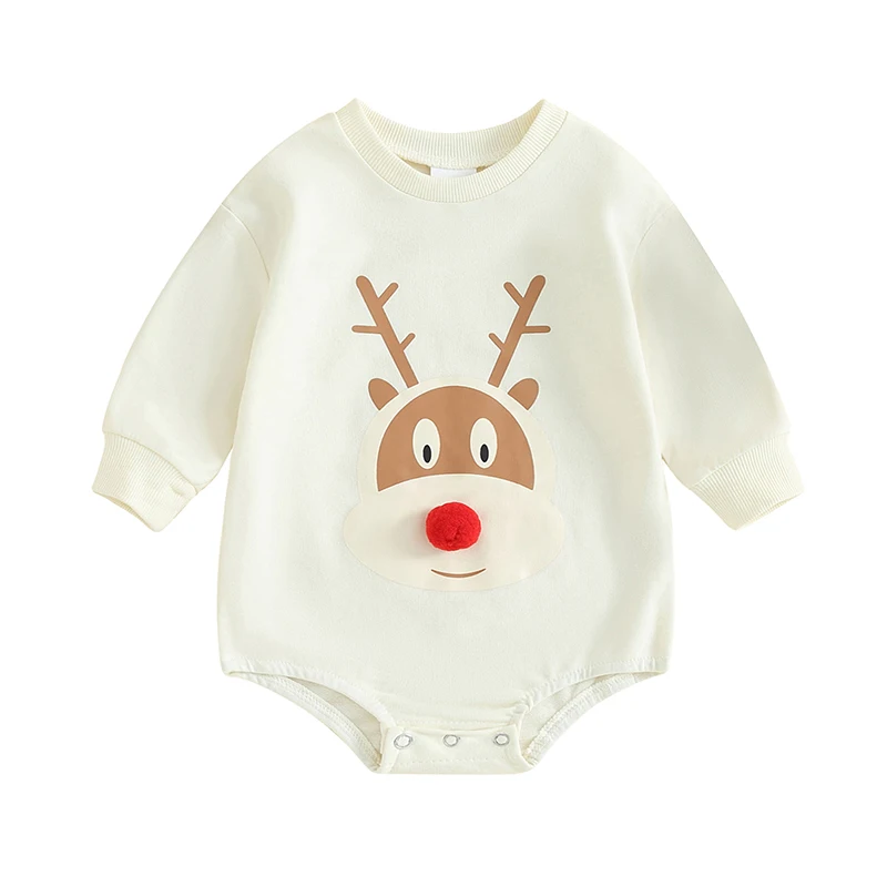 Christmas Baby Boy Girl Clothes Merry Christmas Sweatshirt Romper Oversized Long Sleeve Bodysuit Santa Baby Outfit