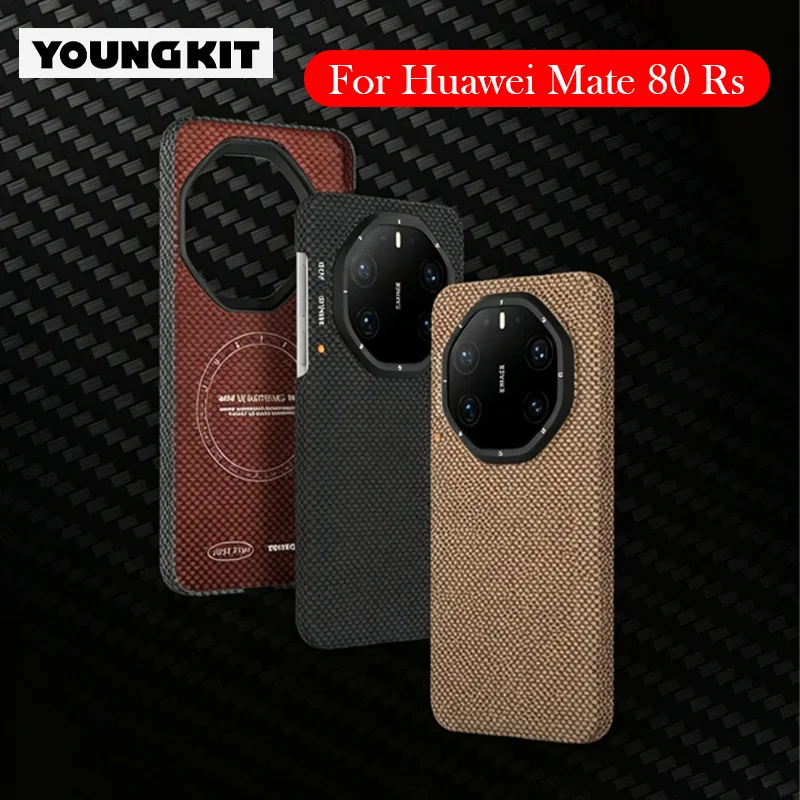 

YOUNGKIT Carbon Fiber Case For Huawei Mate 80 RS Kevlar Wireless Charging Back Cover Case for HUAWEI MATW 80 RS