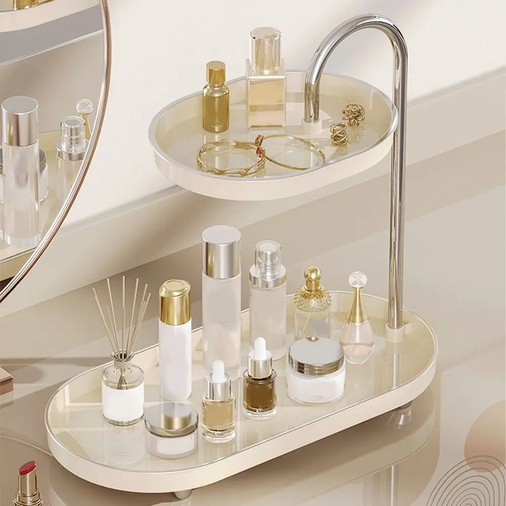 

Plastic 2 Layer Makeup Storage Rack Large Capacity Space Saving Jewelry Display Stand Waterproof Moisture-proof