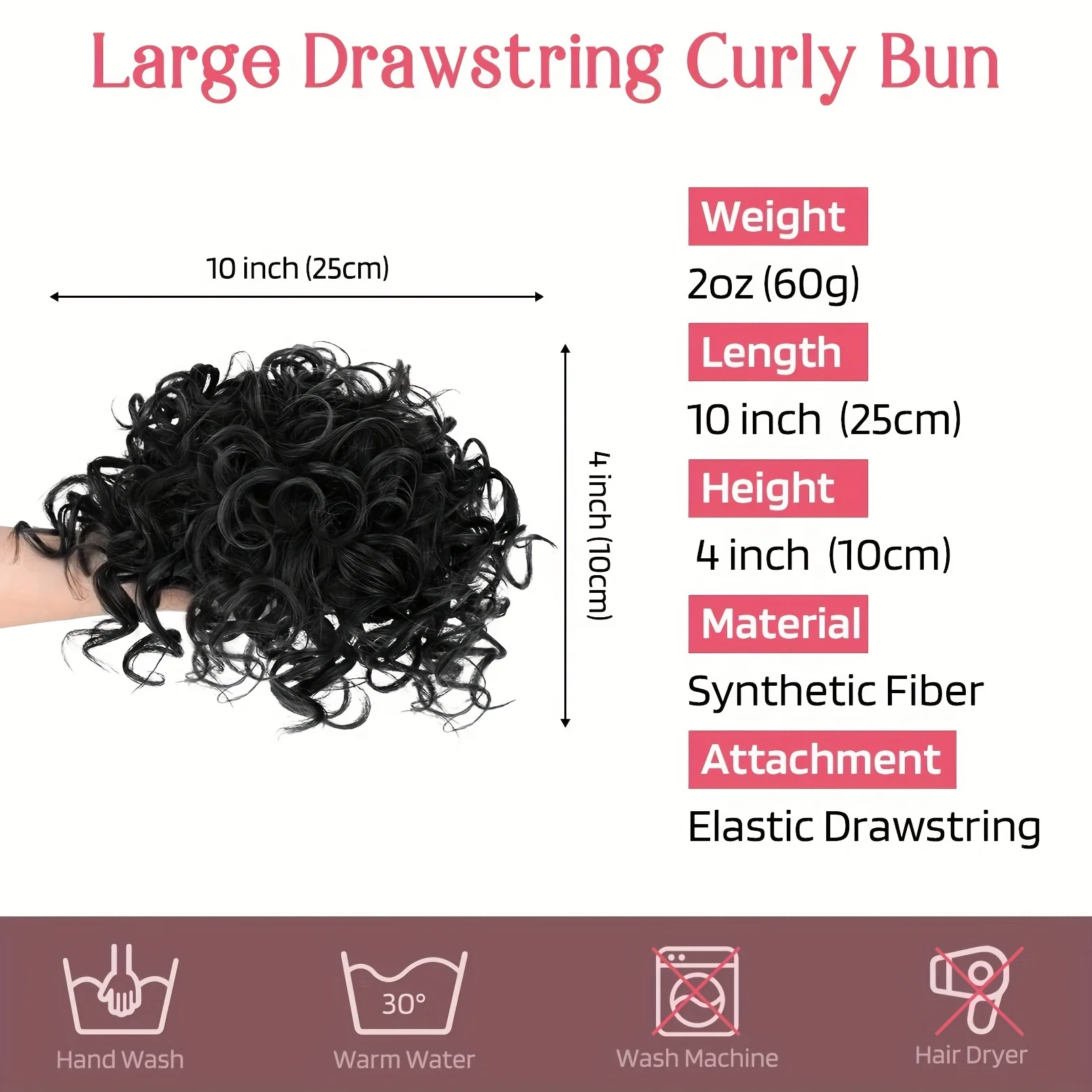 Messy Synthetic Hair Bun Extensions Elastic Drawstring Bun Curly Black brown Bun Short Ponytail Suitable for Women\'s Daily Wear