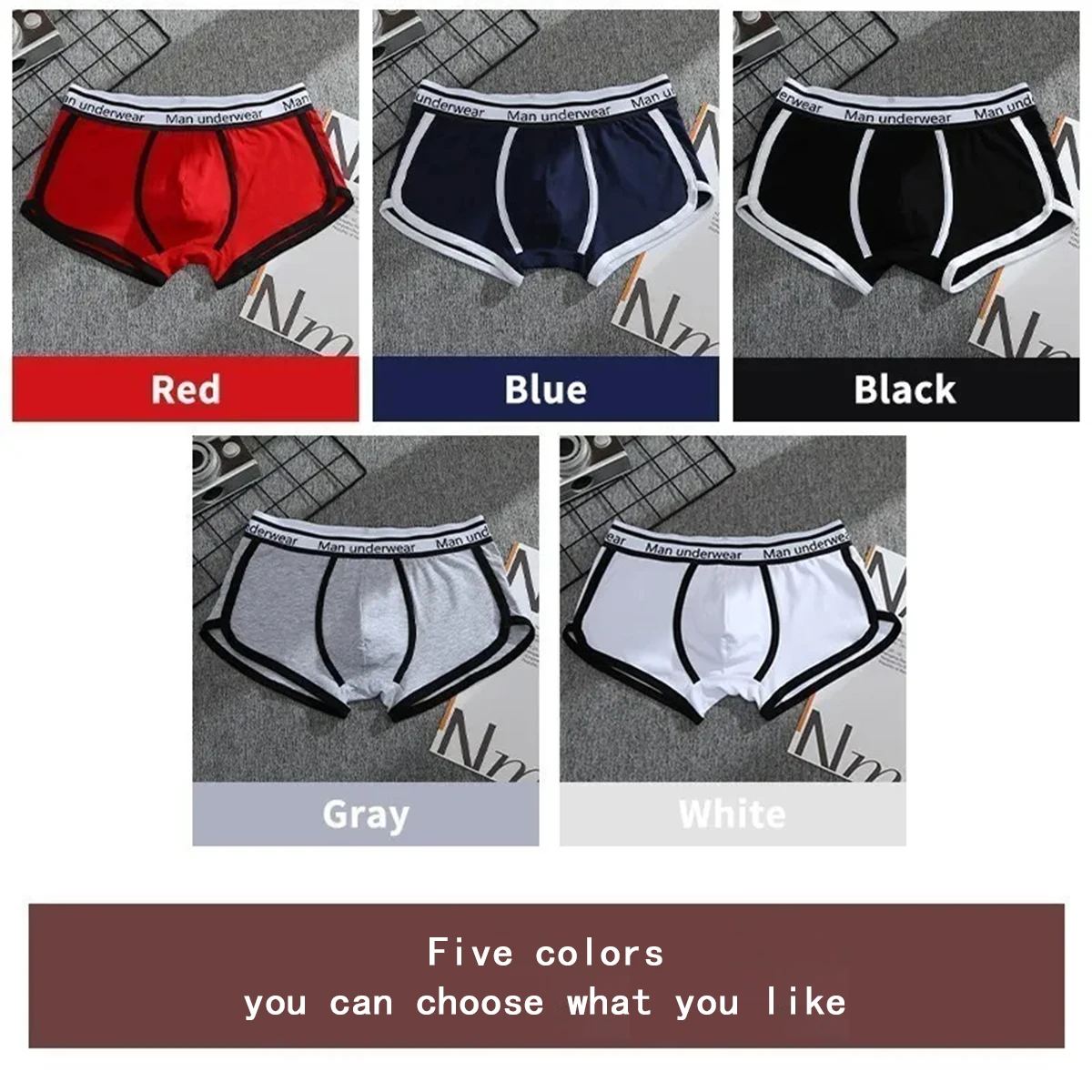 4Pcs Men\'s Underwear Cotton BoxerShorts Male Breathable Mid Waist Underpants Solid Color Boxers Shorts Men Fashion Sexy S-XL