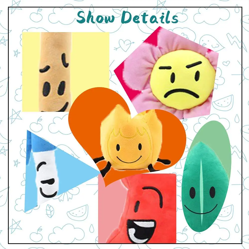 Battle for Dream Island Plush Toy Leafy Firey Coiny Teardrop Stuffed Animal Plant Soft Doll Plushie Kids Children Birthday Gifts