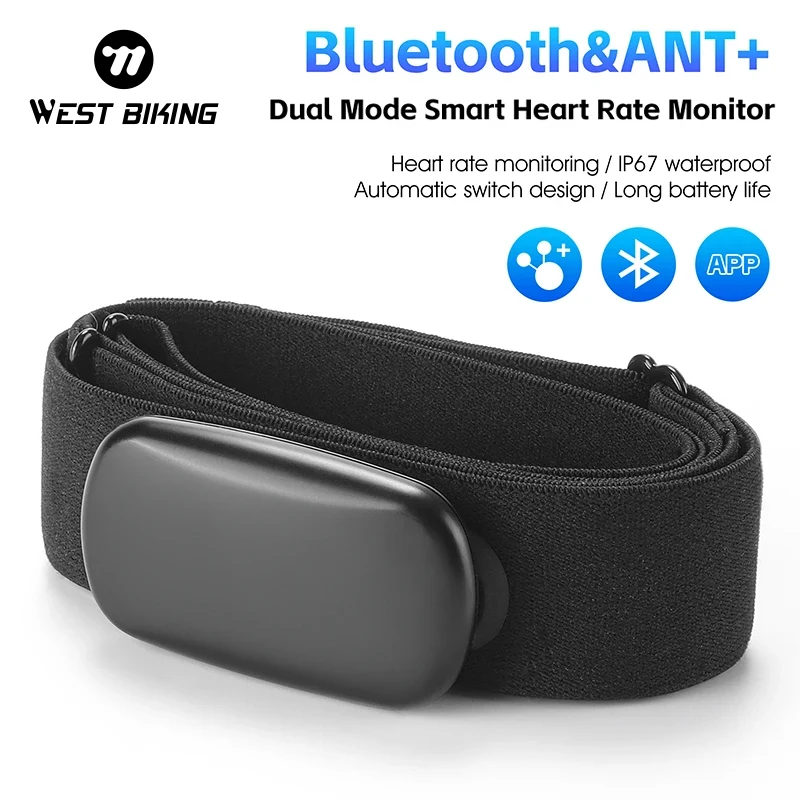 WEST BIKING Heart Rate Belt Cycling Sports ANT Bluetooth Dual Protocol Long Endurance Heart Rate Monitoring Belt Waterproof