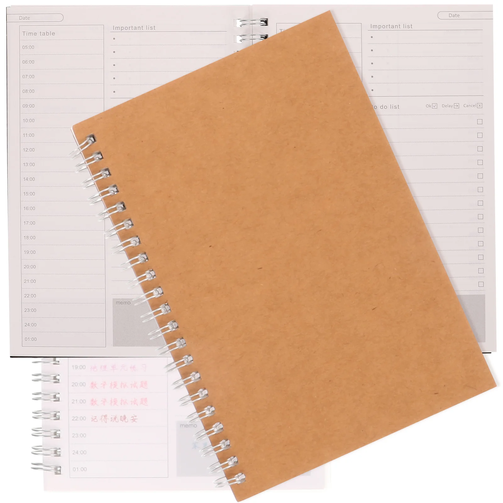 3Pcs Stylish Diary Notebook Paper Notepad for Financial Transactions Work Plans Personal Journal Organizer