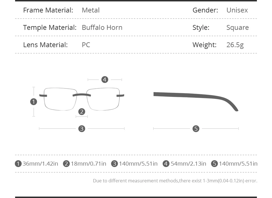 HEPIDEM Buffalo Horn Brille Männer Luxus Berühmte Marke Design Randlose Brillen Rahmen Frauen Rahmenlose Weiß Buffs Holz Brillen – Detail 8