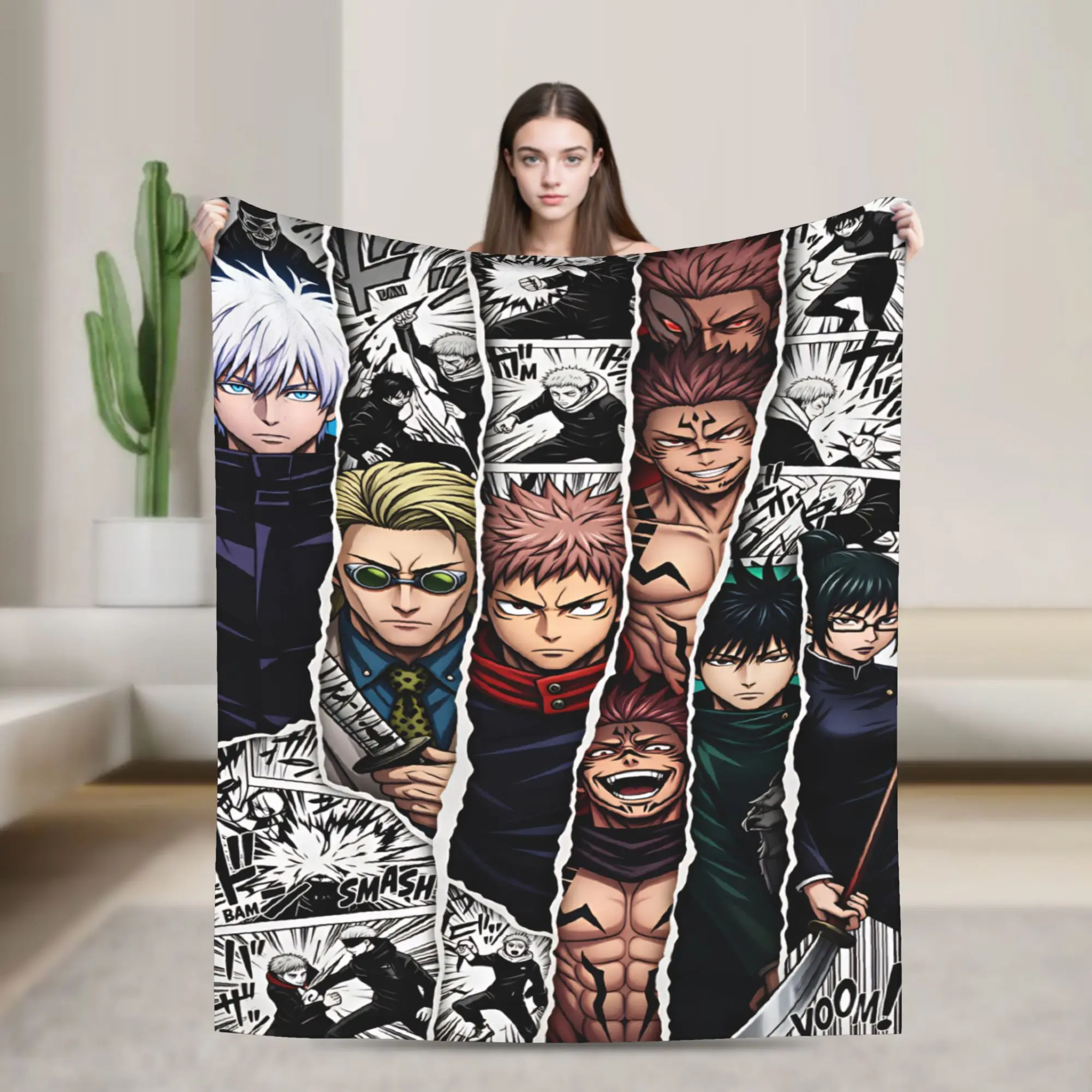 Jujutsu Kaisen Flannel Blanket  Warm Throw Blanket for Home Decor Travel Comfortable Bedspread Sofa Bed Cover