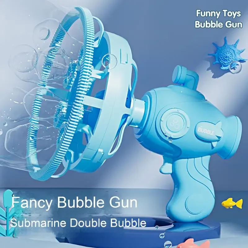 Zewnętrzna pistoletowa maszyna do robienia baniek mydlanych to świetny pomysł na prezent i idealna jako upominek świąteczny. Nowe, eleganckie zabawki do robienia podwójnych baniek mydlanych.