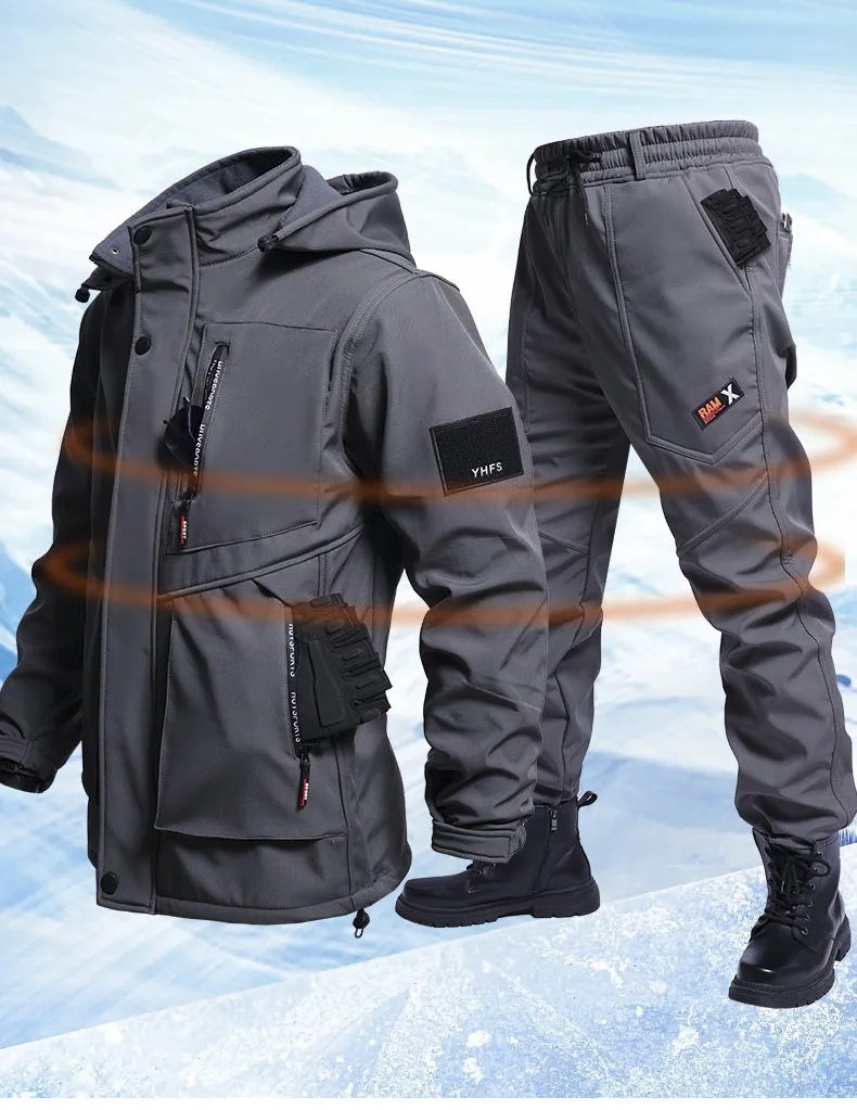 2026 Men'S Motorcycle Jacket with Autumn and Winter Velvet Training Set Anti-Wear Waterproof Cold Resistant Jacket Holiday Gifts