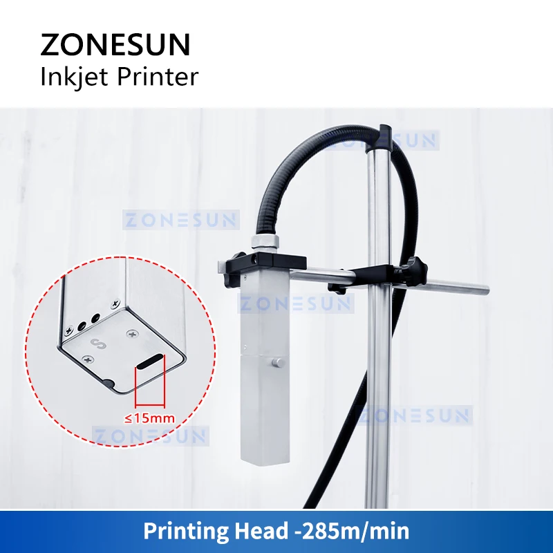 ZONESUN Coding Machine Tabletop Inkjet Printer 15mm QR Barcode Batch Date Serial Number Logo Pattern Touch Screen ZS-TIP15