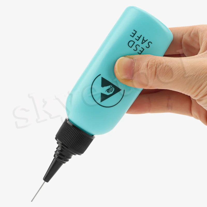 Bouteille de distribution de colophane avec aiguille, bouteille de solvant antistatique, plaque de lavage d'eau, réparation de téléphone portable, anti-retard, 60ml