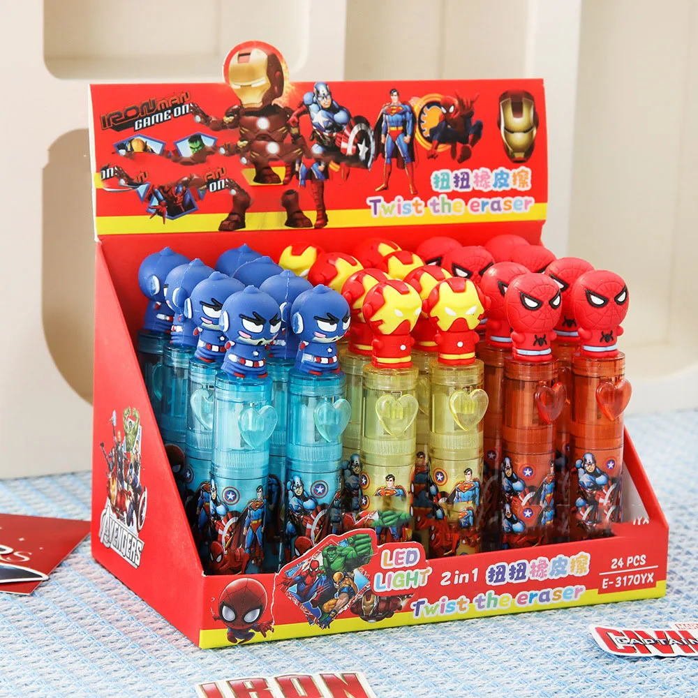 

New model Spider-Man Luminous retractable eraser wholesale, clean and shavings free, high aesthetic value for students, lipstick