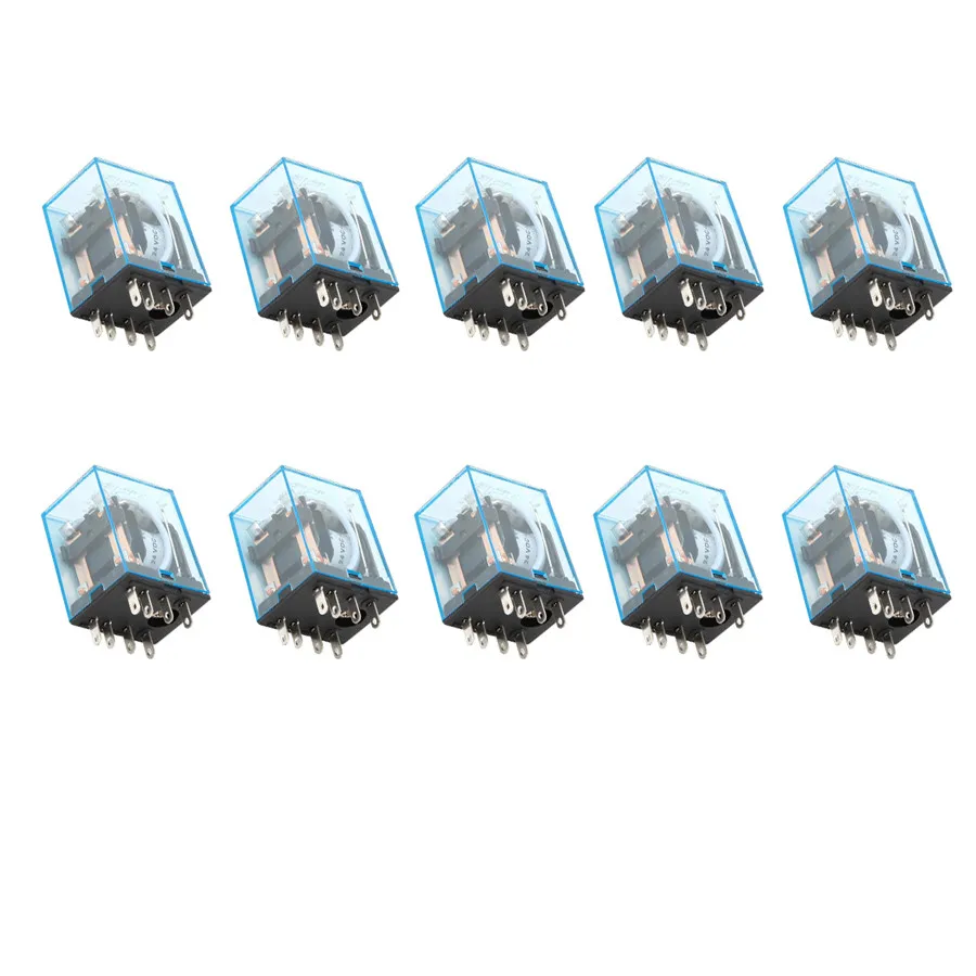 10pcs Power Relay 2 ON 2 OFF 24V 8 Pin Coil Copper Coil DC DPDT Strong Conductivity 10A MY2N-J Silver Contacts