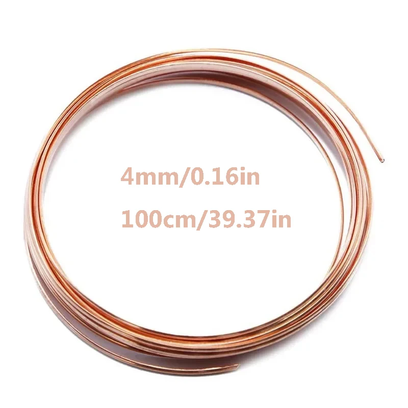 1 متر سلك نحاسي عاري سلك نحاسي نقي T2 لفائف نحاس سلك نحاسي موصل سلك عاري قطر 4 مللي متر متعدد الأغراض #2