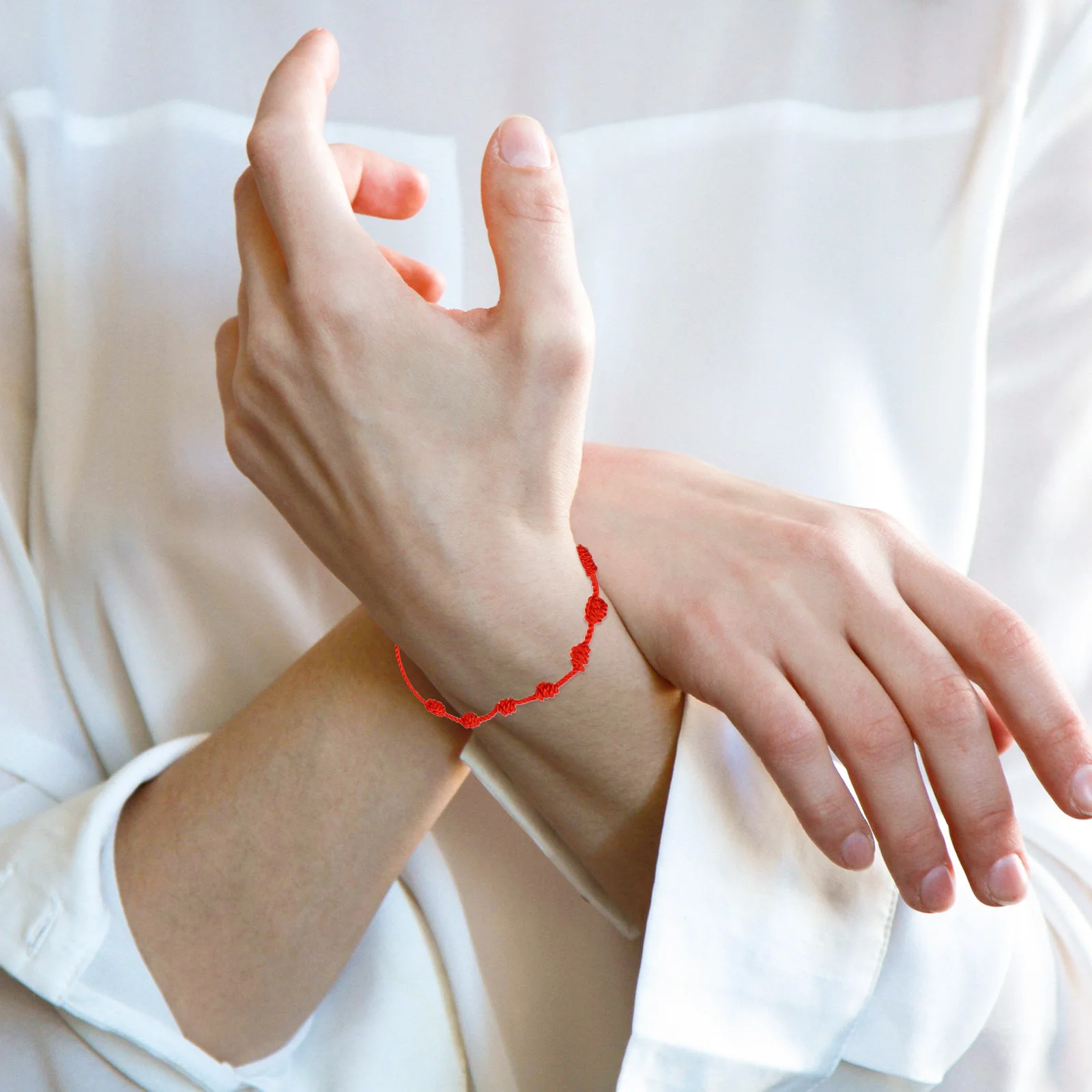 

6Pcs Red Knot Bracelet Adjustable Rope Wrist Chain with 7 Knots Lucky Bangle for New Year Valentine Mother's Day Present